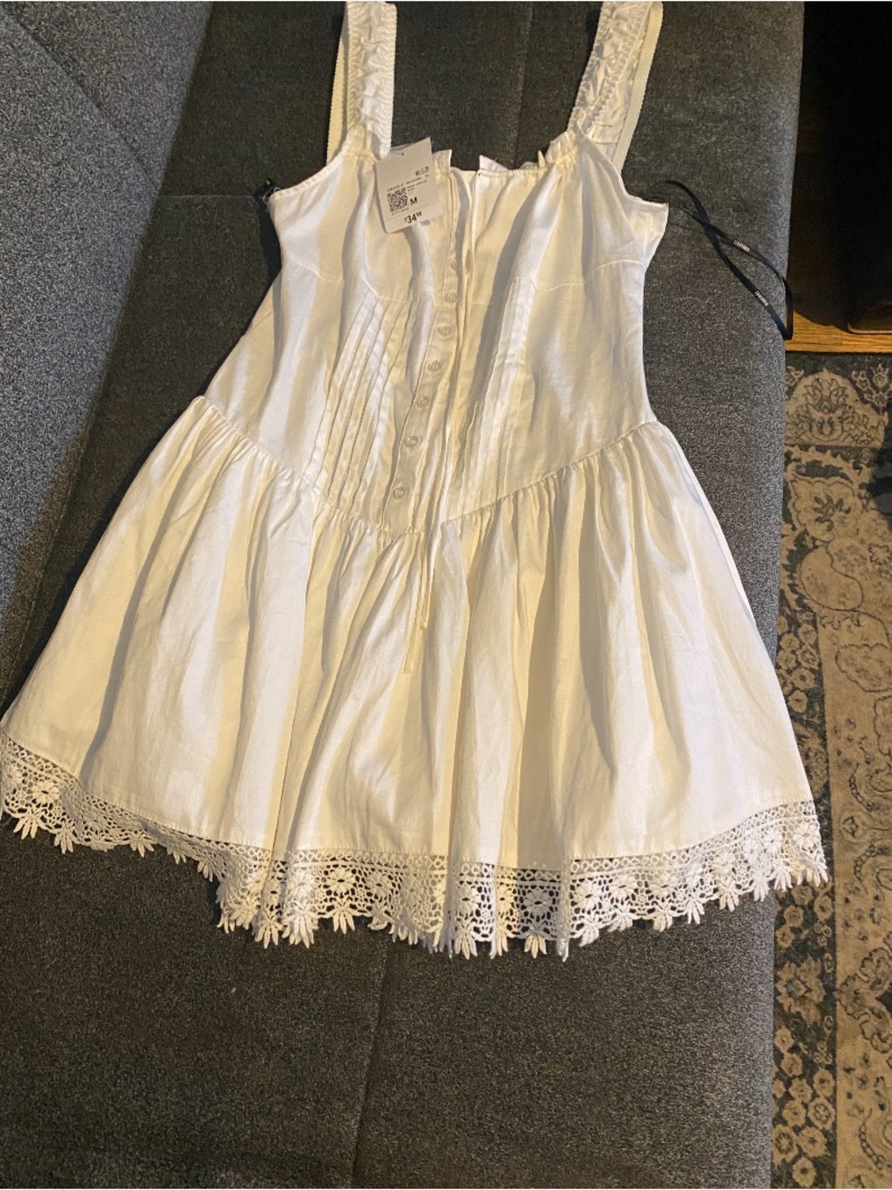 Girls Forever 21 White Lace-Trim Summer Dress
